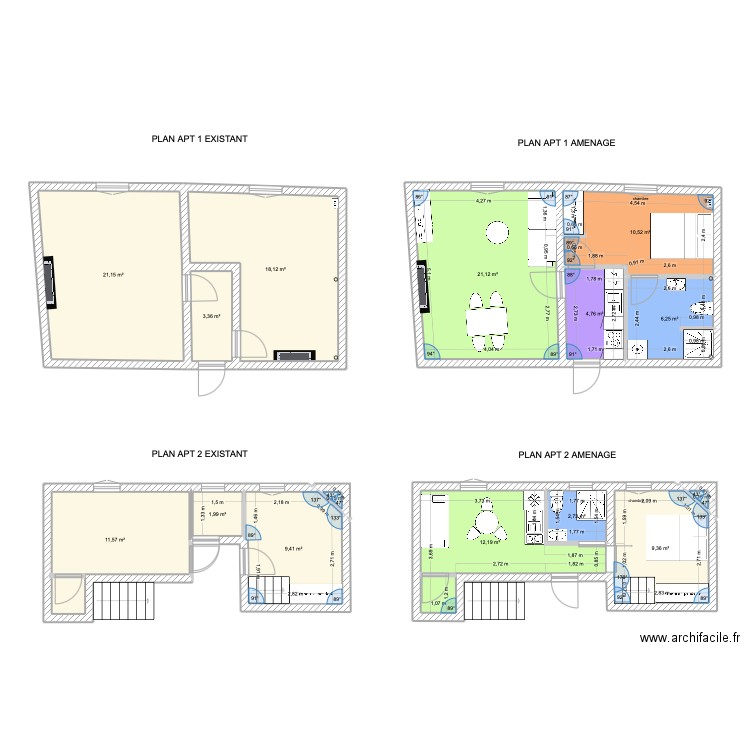 NICOLE BOYER - APPARTEMENT 1&2. Plan de 15 pièces et 133 m2