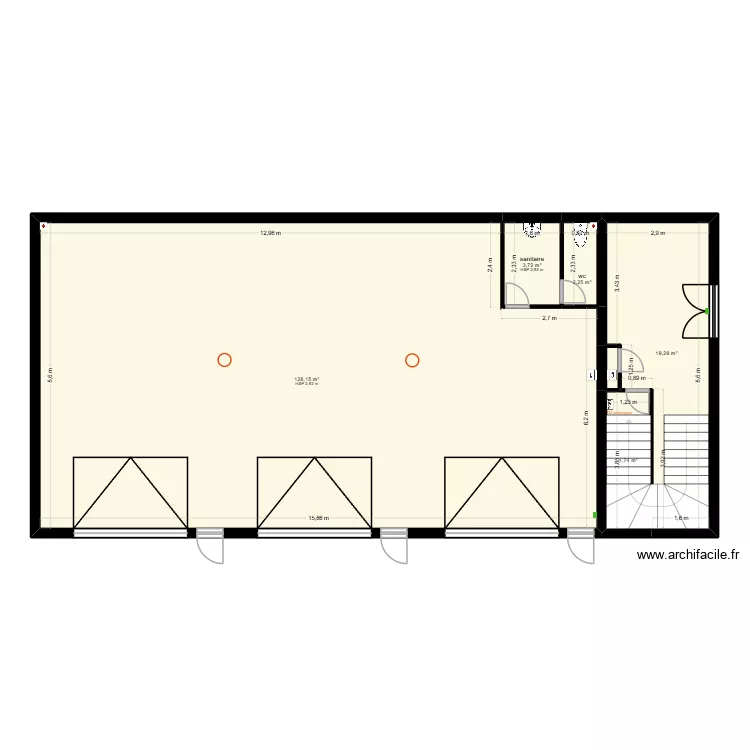 MJ music studio - rdc existant. Plan de 6  et 159 m²