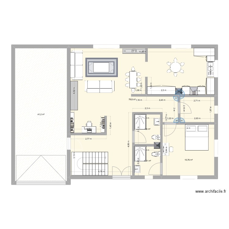Draa El Mizane. Plan de 5 pièces et 145 m2
