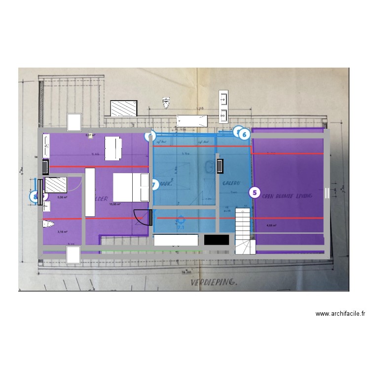 de panne etage Version juste avec comble. Plan de 6 pièces et 30 m2
