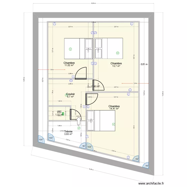 Verbeke étageV2. Plan de 7 et 117 m² Verbeke étageV2. Plan de 7 et 117 m²