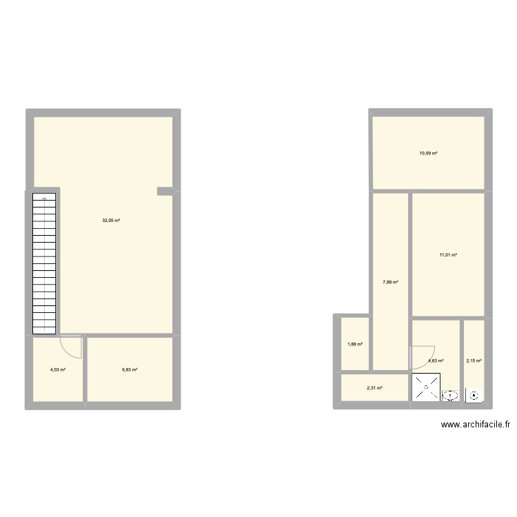 Mas de Vignolles-test2. Plan de 10 pièces et 83 m2