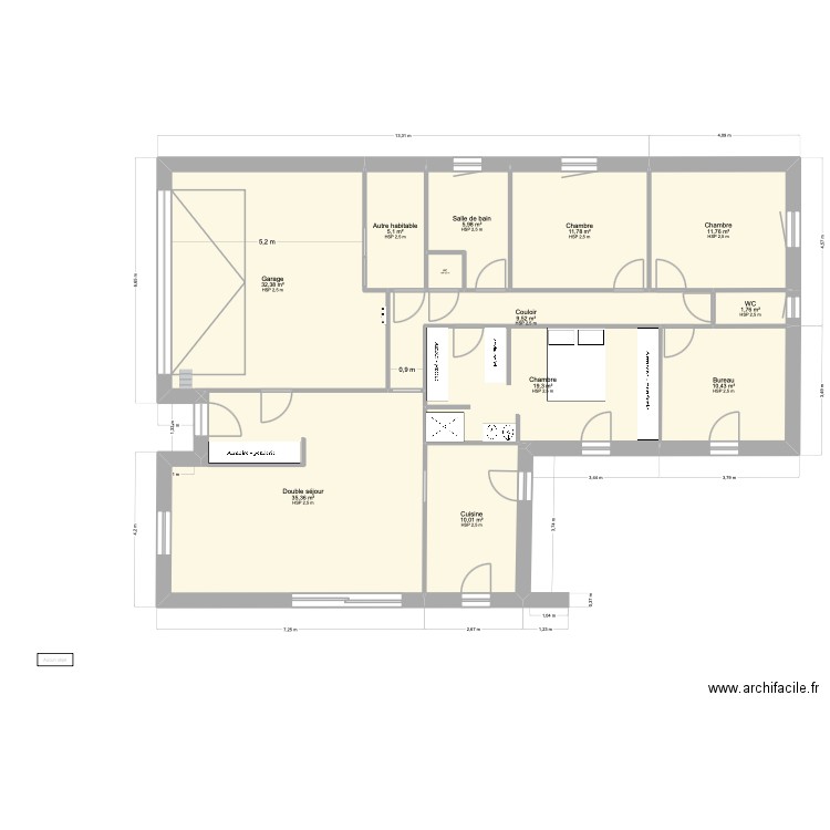 st christophe réseau. Plan de 13 pièces et 345 m2