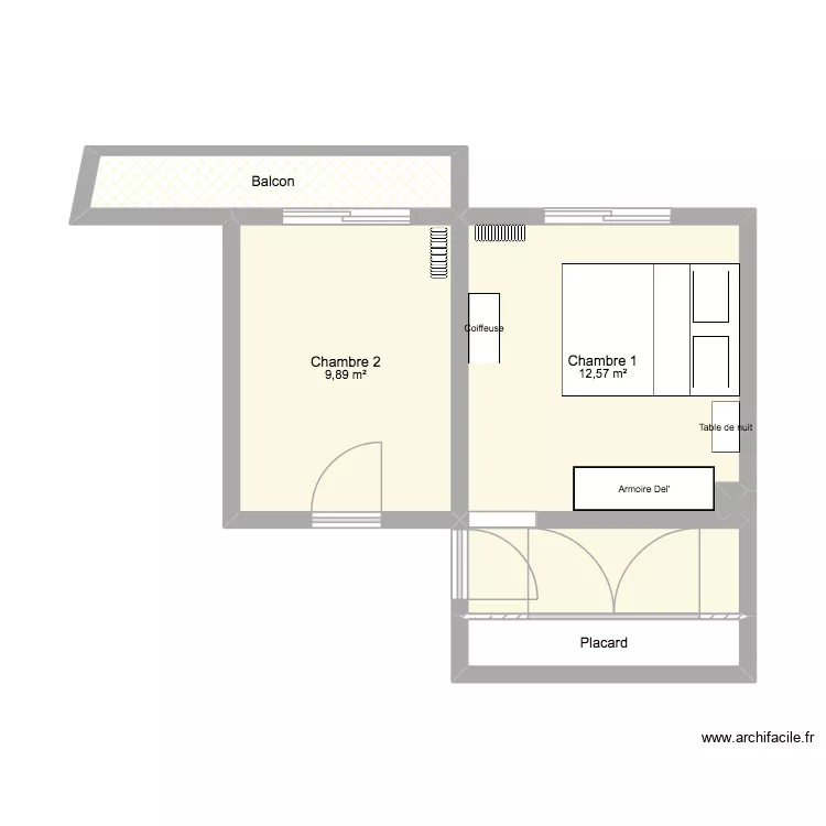 Chambres Concord Mam'. Plan de 6  et 31 m²