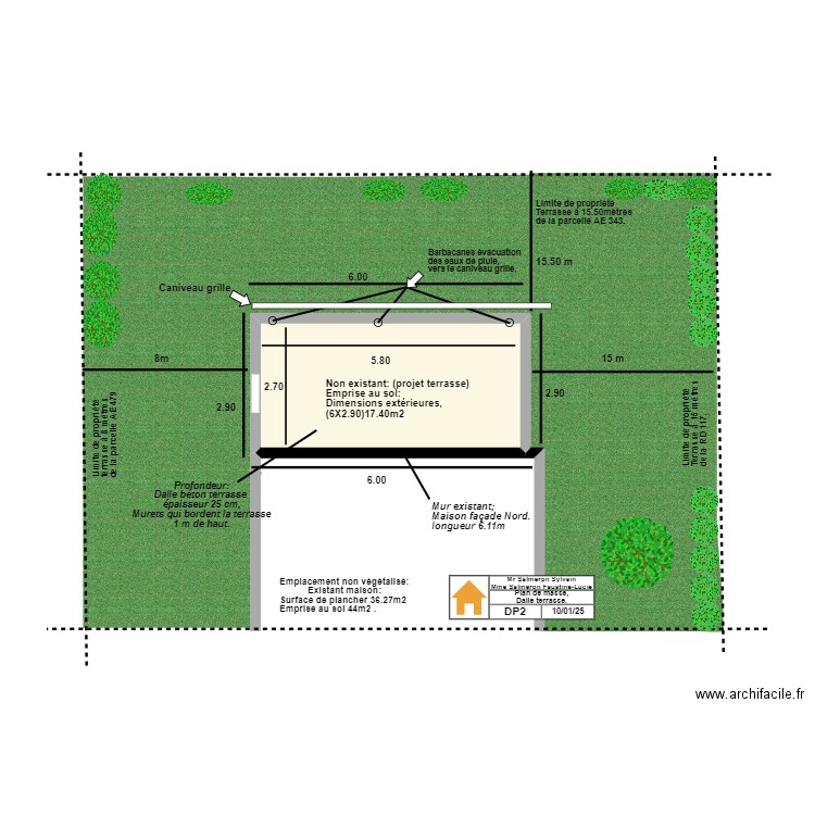 pergola . Plan de 1 pièce et 17 m2