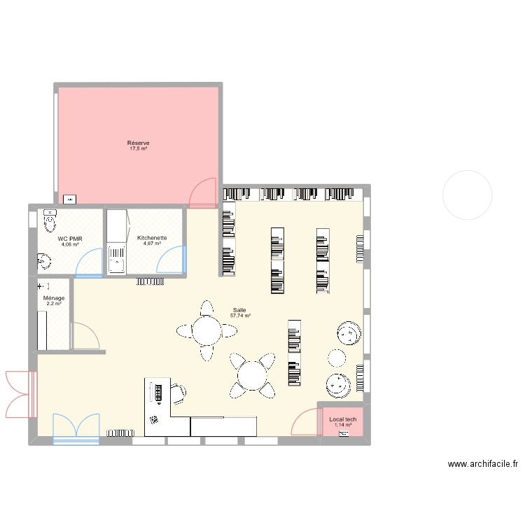 Médiathèque Plessala 3. Plan de 6 pièces et 87 m2