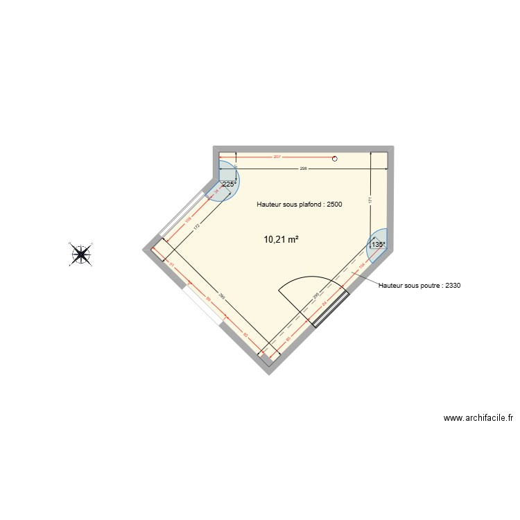cuisine V&J-Plan. Plan de 1 pièce et 10 m2