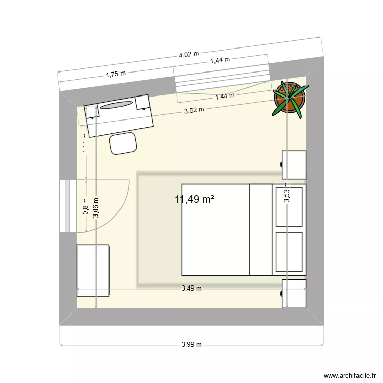 Chambre Lola. Plan de 1 et 11 m² Chambre Lola. Plan de 1 et 11 m²