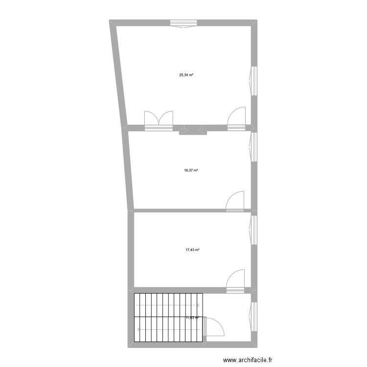 GREZES R+1. Plan de 5 pièces et 72 m2