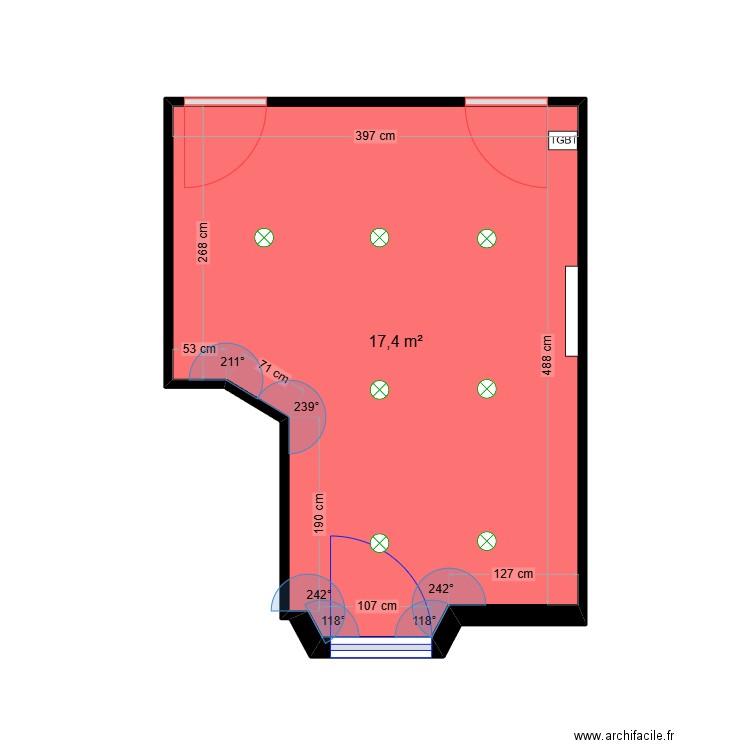 SCI du Parc - rdc hall. Plan de 1 pièce et 17 m2