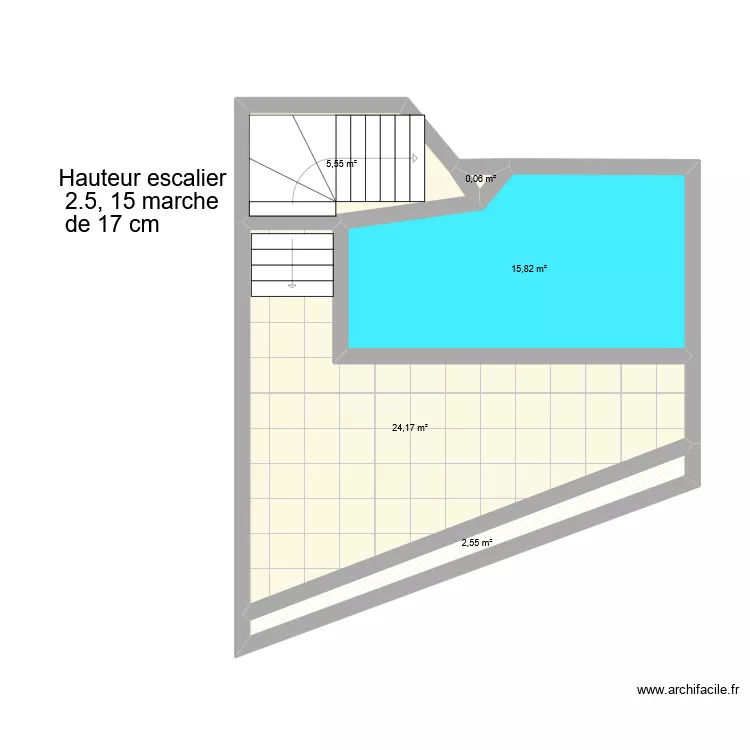 piscine pipa. Plan de 5 pièces et 48 m²