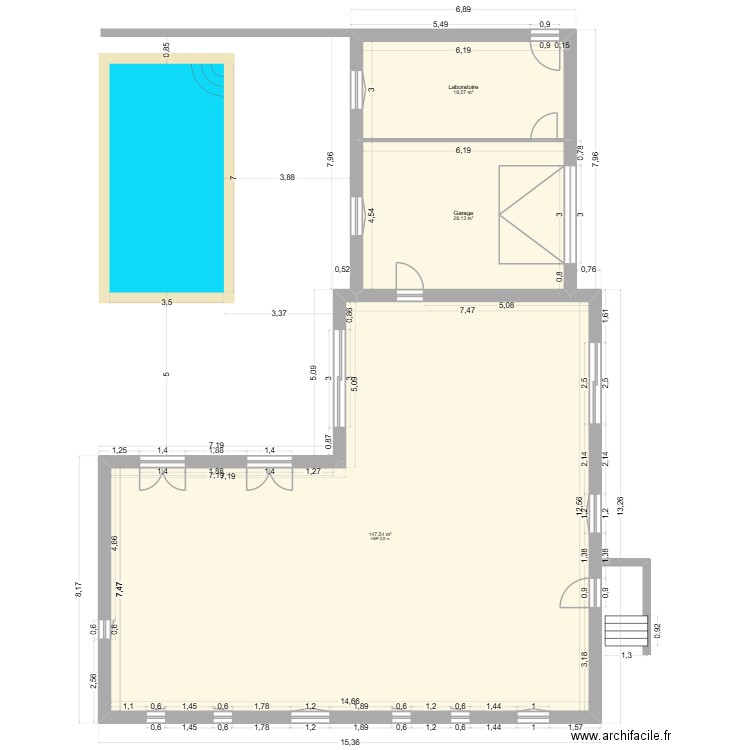 béa23. Plan de 3 pièces et 194 m2