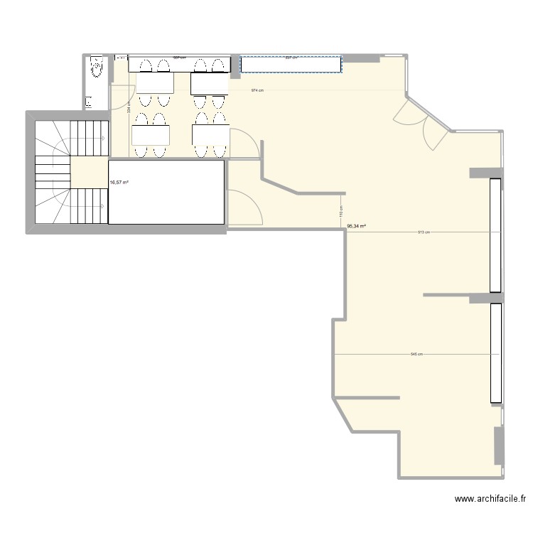 Patisserie Labs. Plan de 2 pièces et 112 m2