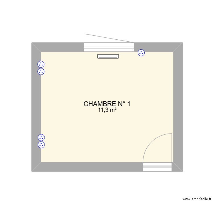 CHAMBRE N° 1. Plan de 1 pièce et 11 m2