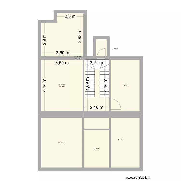 differ 1er. Plan de 7  et 86 m²
