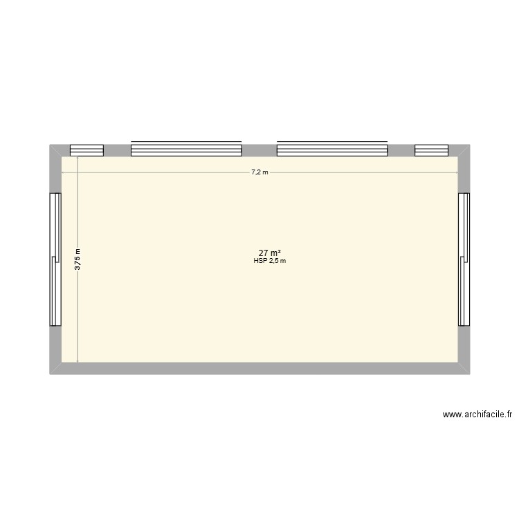 plan extension. Plan de 1 pièce et 27 m2