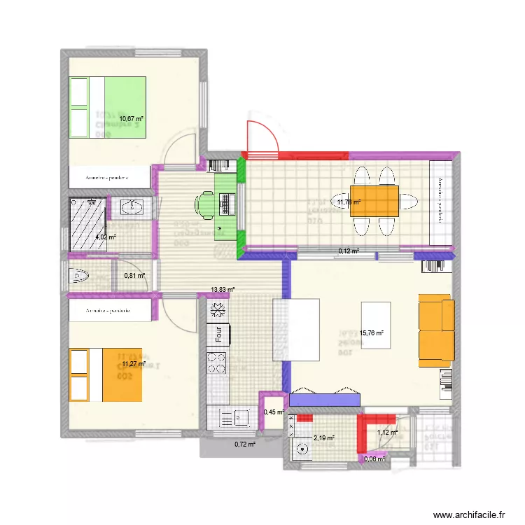 Emeraude. Plan de 13  et 73 m²
