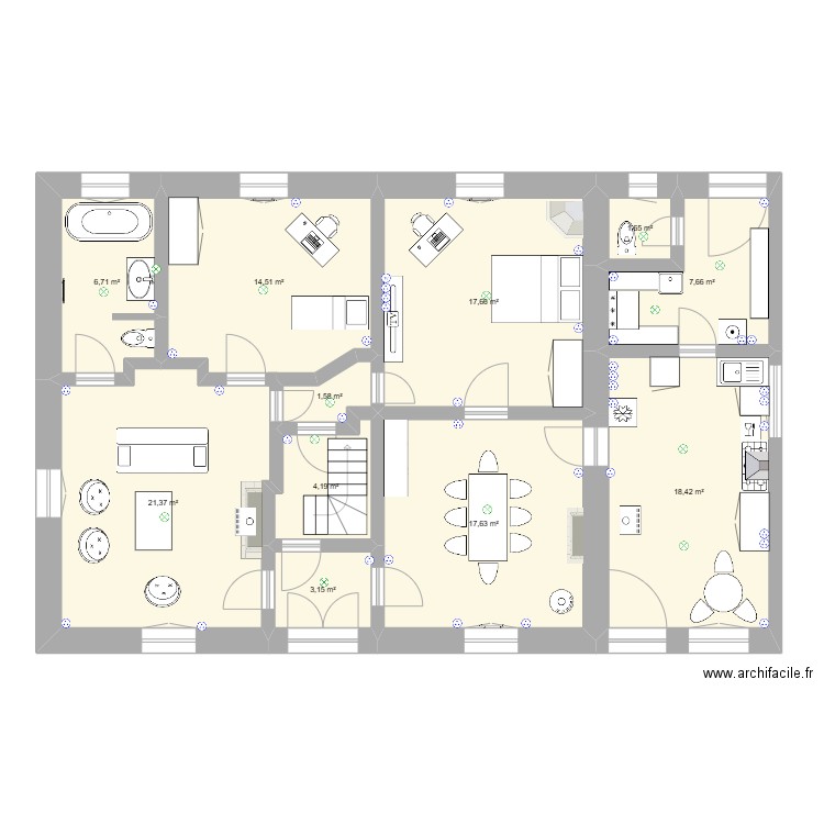 Poiseul vDéf 1. Plan de 21 pièces et 297 m2