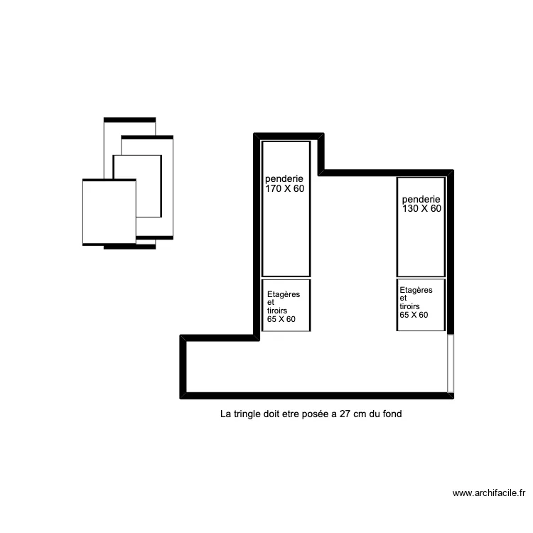 dressing cassette. Plan de 1 et 7 m² dressing cassette. Plan de 1 et 7 m²