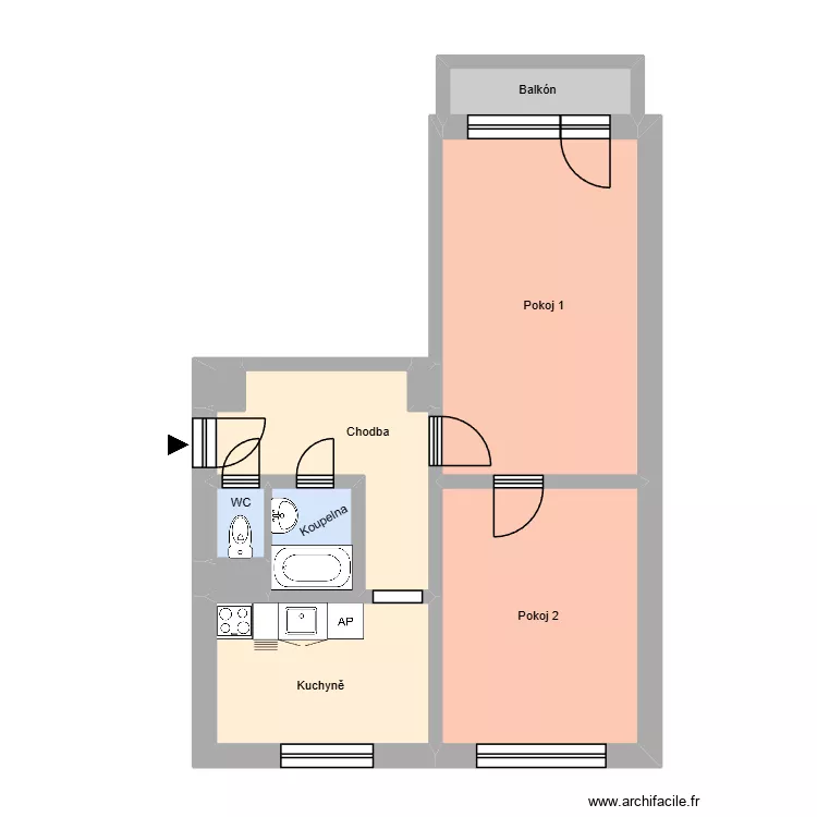 Na J&iacute;zd&aacute;rně 2494, byt 9. Plan de 14 pièces et 174 m²