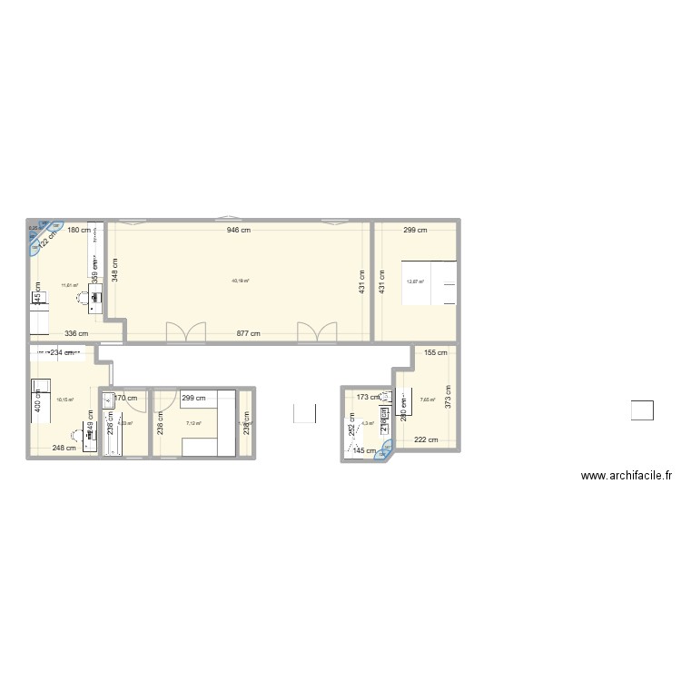 plan actuel avec mesures. Plan de 0 pièce et 0 m2