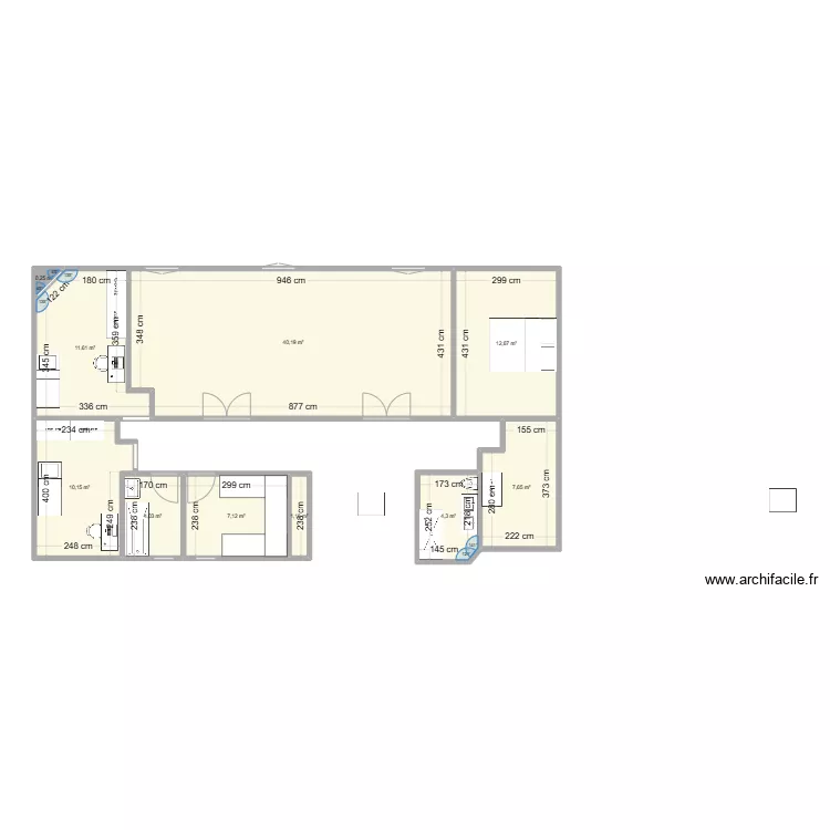 plan actuel avec mesures. Plan de 