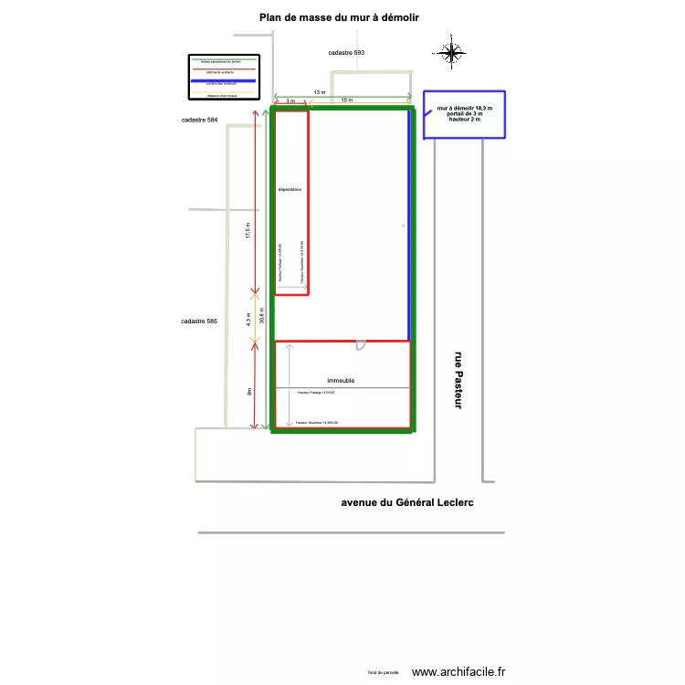 Malesherbes démolition mur. Plan de 4 et 228 m² Malesherbes démolition mur. Plan de 4 et 228 m²