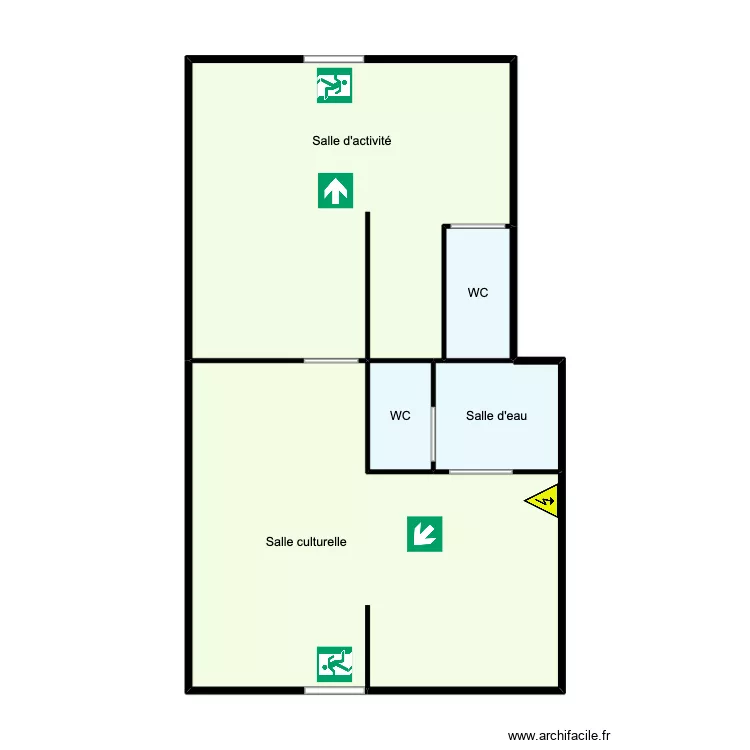 Plan d'&eacute;vacuation ASS BOSNIAQUE. Plan de 5  et 60 m²