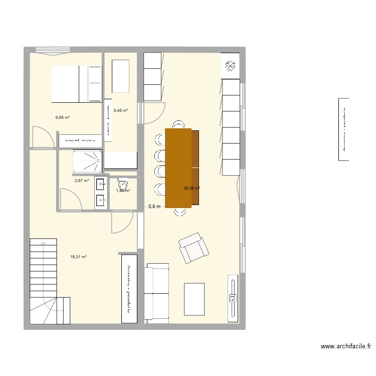 digne rdc. Plan de 6 pièces et 76 m2