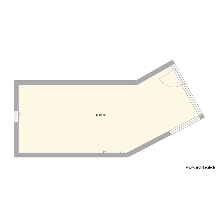 Magasin. Plan de 1 pièce et 42 m2