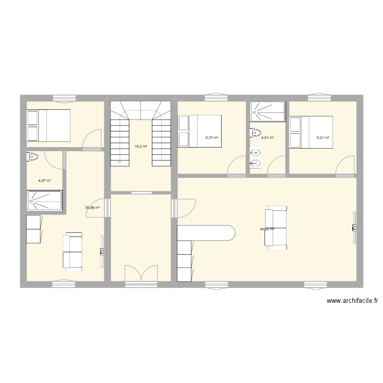 123. Plan de 7 pièces et 103 m2