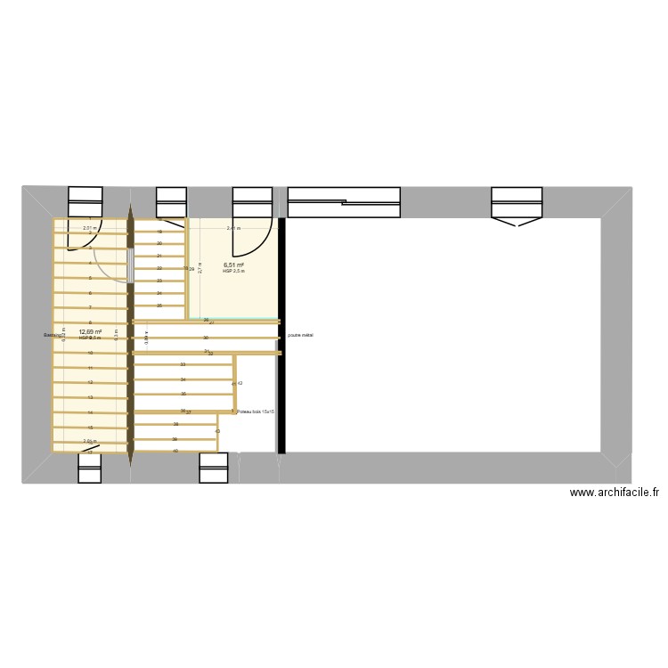 Nico-Emilie-plan solivage R+1 5/12/25. Plan de 15 pièces et 291 m2