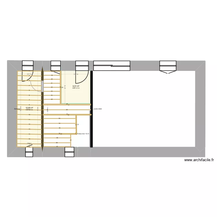 Nico-Emilie-plan solivage R+1 5/12/25. Plan de 15 pièces et 291 m²