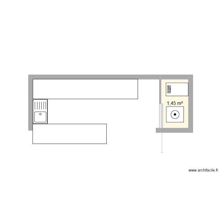 cuisine d'été. Plan de 1 pièce et 1 m2