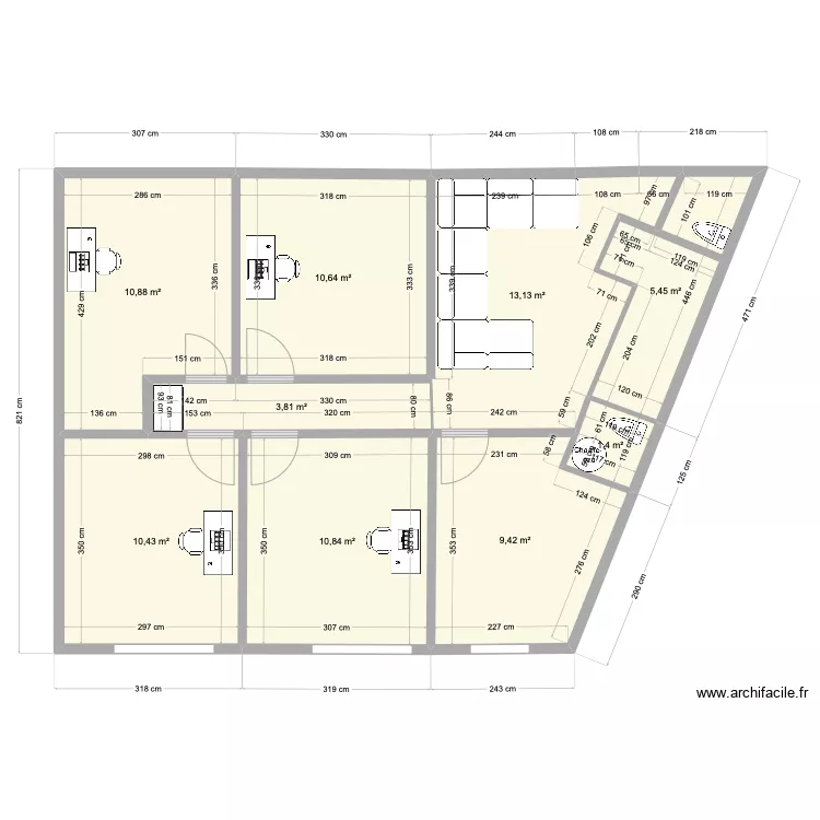 Moissons Etage 5 chambres. Plan de 