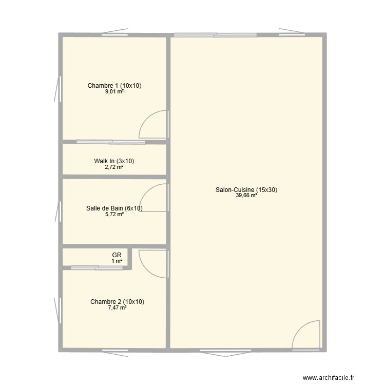 logement central. Plan de 6 pièces et 66 m2