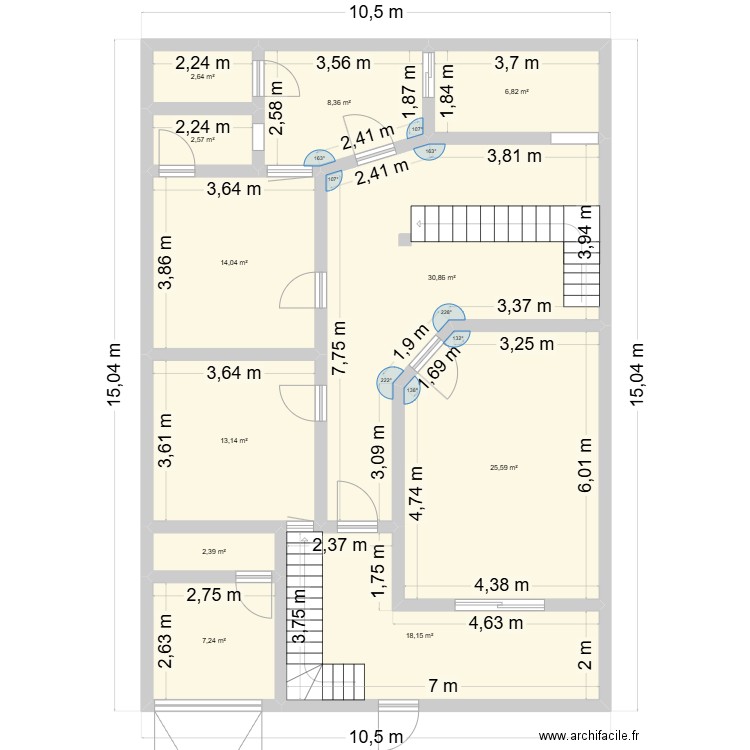 maison 150m2. Plan de 11 pièces et 132 m2