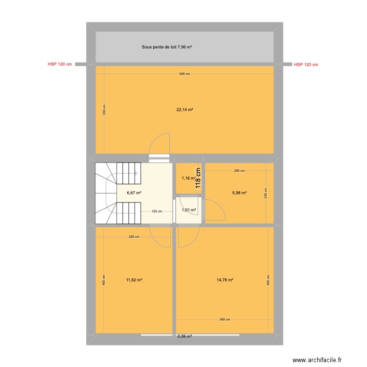 Victor Gilsoul Rez+2. Plan de 9 pièces et 71 m2