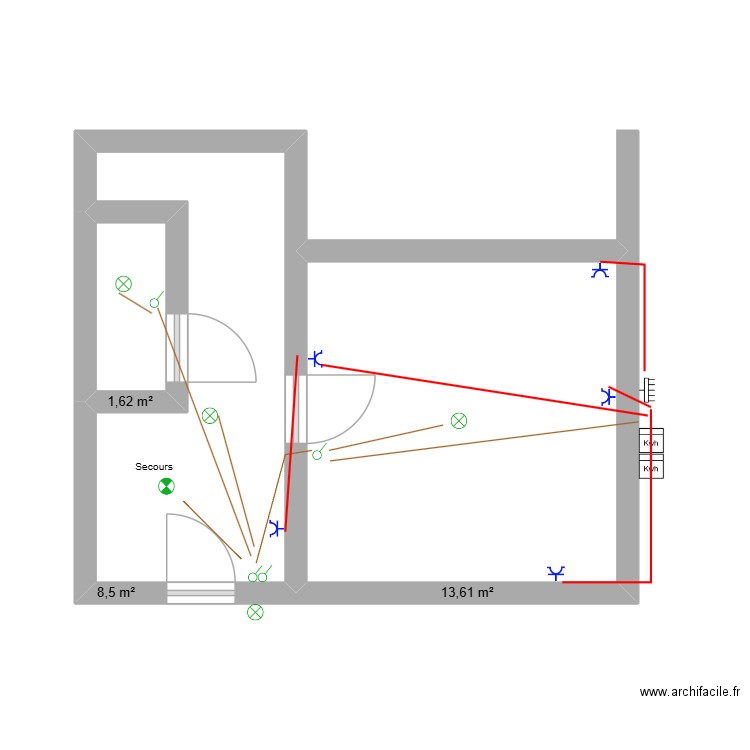 Cabinet Bracke. Plan de 3 pièces et 24 m2
