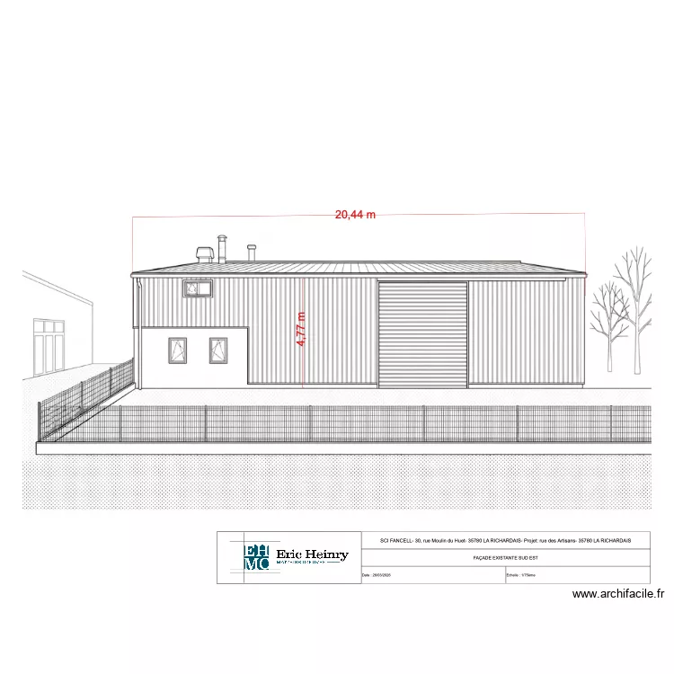 FA&Ccedil;ADE SUD EST EXISTANT PLOMB FM. Plan de 