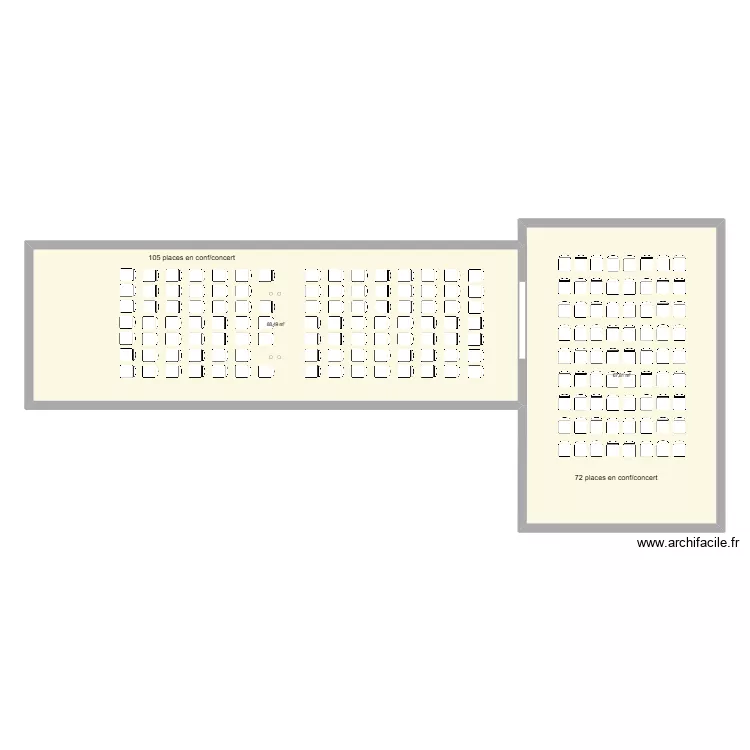 Bel &eacute;tage config concert. Plan de 2  et 156 m²