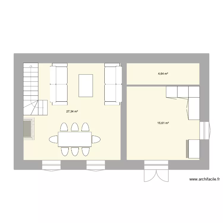 GENISSAC RDC. Plan de 3  et 48 m²