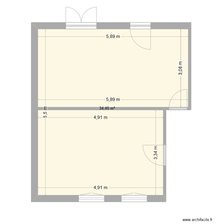 Projet local avocat. Plan de 1 pièce et 30 m2