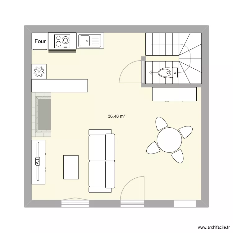 plan rdc. Plan de 1  et 36 m²