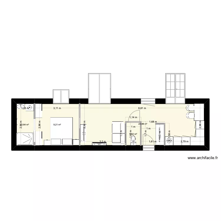 Fourbisserie 1. Plan de 4  et 38 m²