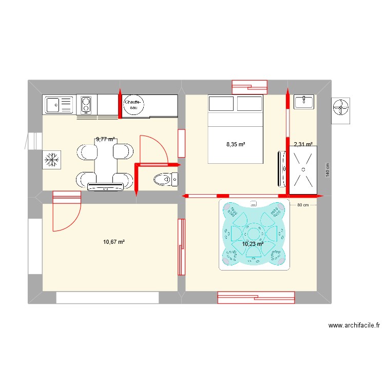 gite petit modele. Plan de 5 pièces et 41 m2