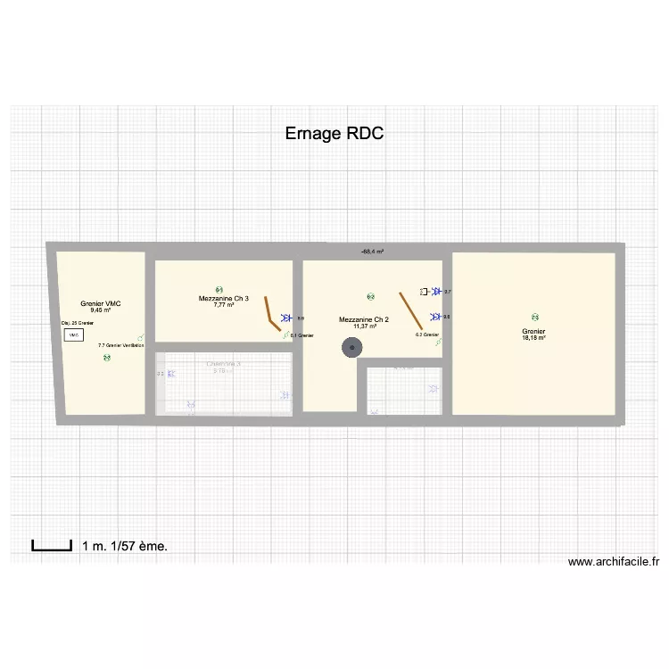 ernage simon 2&deg;etage. Plan de 