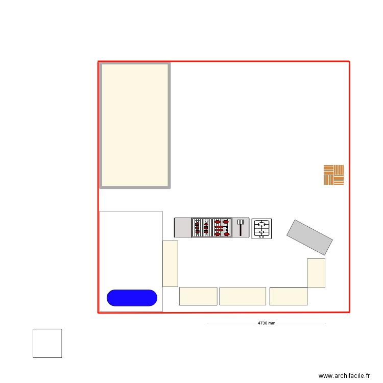 Barbec. Plan de 1 pièce et 13 m2