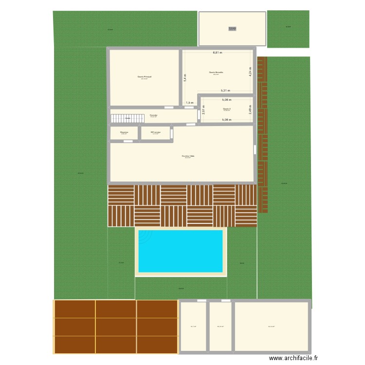 Casa. Plan de 11 pièces et 237 m2