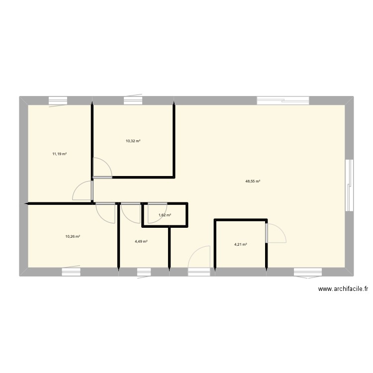 Maison patoune. Plan de 7 pièces et 91 m2